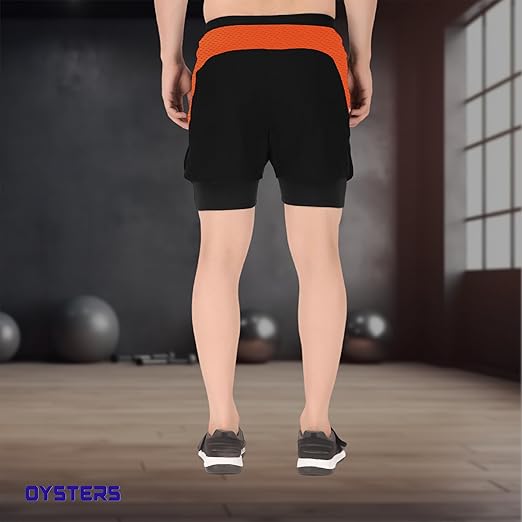 Oysters Men's 2 In 1 Running Quick Dry Shorts Gym Athletic Workout Shorts For Men With Phone Pockets - Image 3