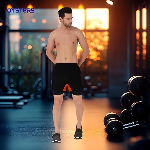 Oysters Men's 2 In 1 Running Quick Dry Shorts Gym Athletic Workout Shorts For Men With Phone Pockets