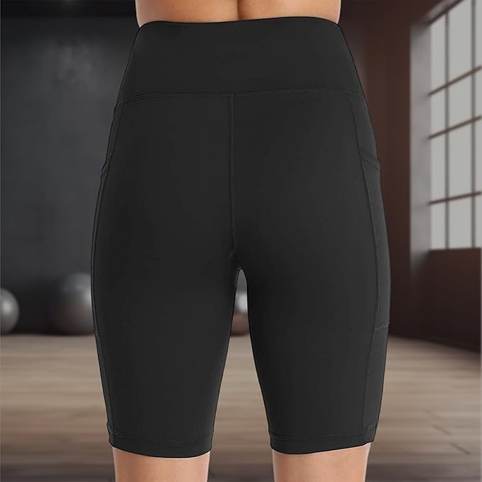 Oysters Spandex Women's Above-Knee Length Sport Shorts For Workout, Yoga, Running, Cycling, Exercise, Gym Wear For Casual Day - Image 3